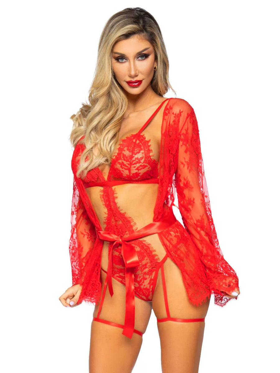 Eyelash Lace Teddy and Robe