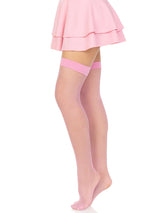 Joy Fishnet Thigh High Stockings- One Size Pink