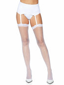 Gwen Fishnet Thigh High Stockings- One Size White