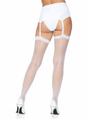 Gwen Fishnet Thigh High Stockings- One Size White