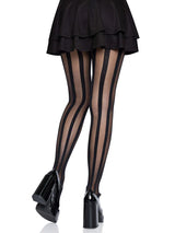 Beck Vertical Striped Tights- One Size Black