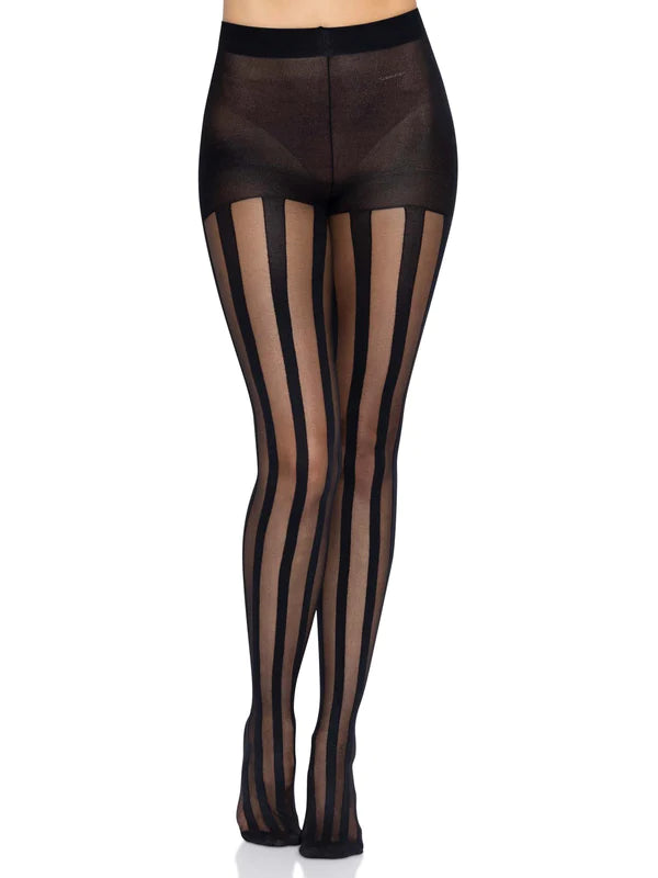 Beck Vertical Striped Tights- One Size Black