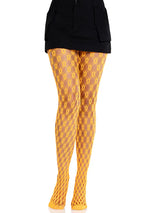 Lyric Eyelet Net Tights- One Size Neon Orange