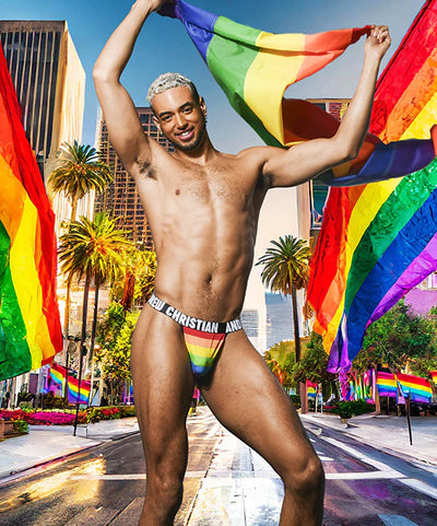 Andrew Christian: Pride Stripe Thong 2XL