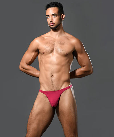 Andrew Christian: No Show Thong-Burgundy XL