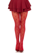 Valentina Heart Net Tights- One Size Red