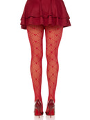 Valentina Heart Net Tights- One Size Red