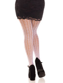 Sweetheart Striped Tights-One Size White