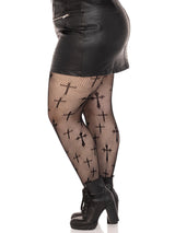 Plus Worship Me Net Tights- Black