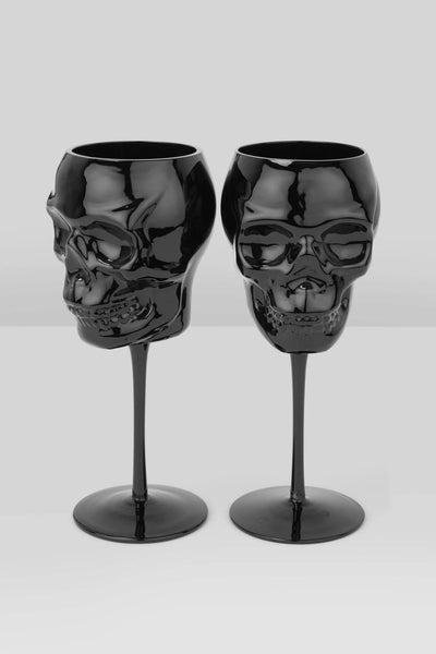 Cranium Wine Glass Set-Black