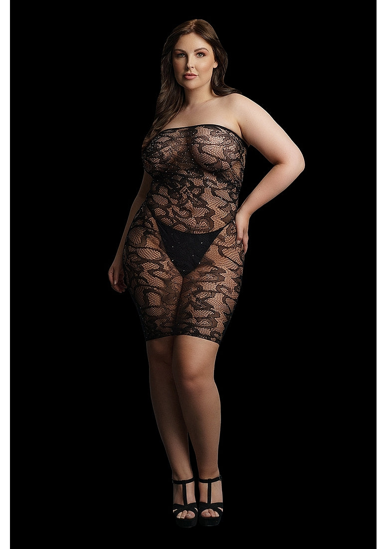 Star Rhinestone Dress-Black