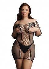 Duo Net Sleeved Mini Dress- Queen Size