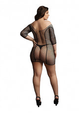 Duo Net Sleeved Mini Dress- Queen Size