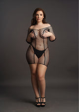 Duo Net Sleeved Mini Dress- Queen Size