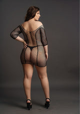 Duo Net Sleeved Mini Dress- Queen Size