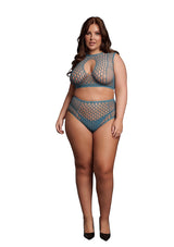 Duo Net Key-Hole Bra Set Blue