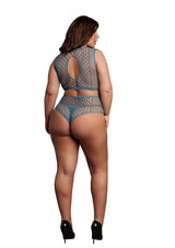 Duo Net Key-Hole Bra Set Blue