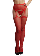 Hose: Suspender Rhinestone Red