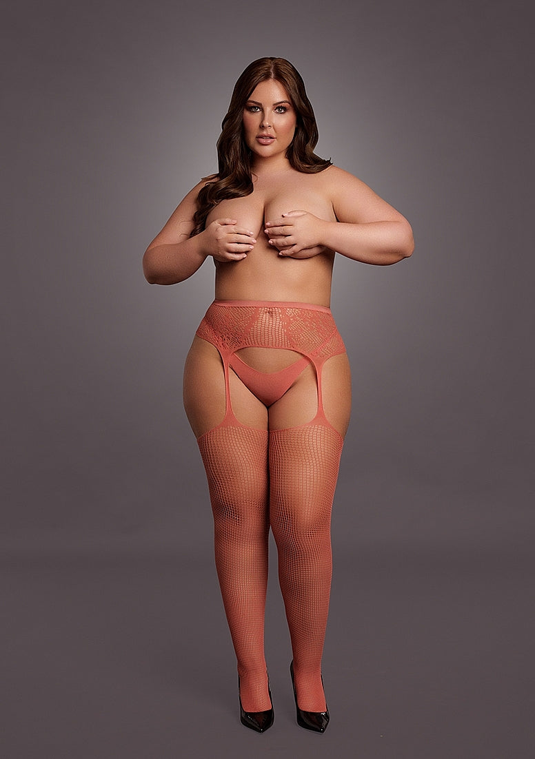 Hose: Lace & Fishnet- Red