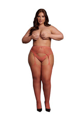 Hose: Lace & Fishnet- Red