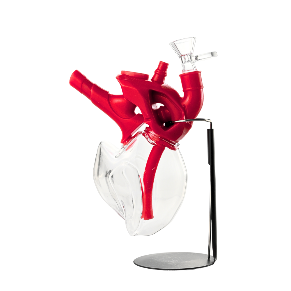 6" Silicone Heart Bong with Stand