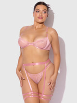 Helena Lace Garter Set- Pink