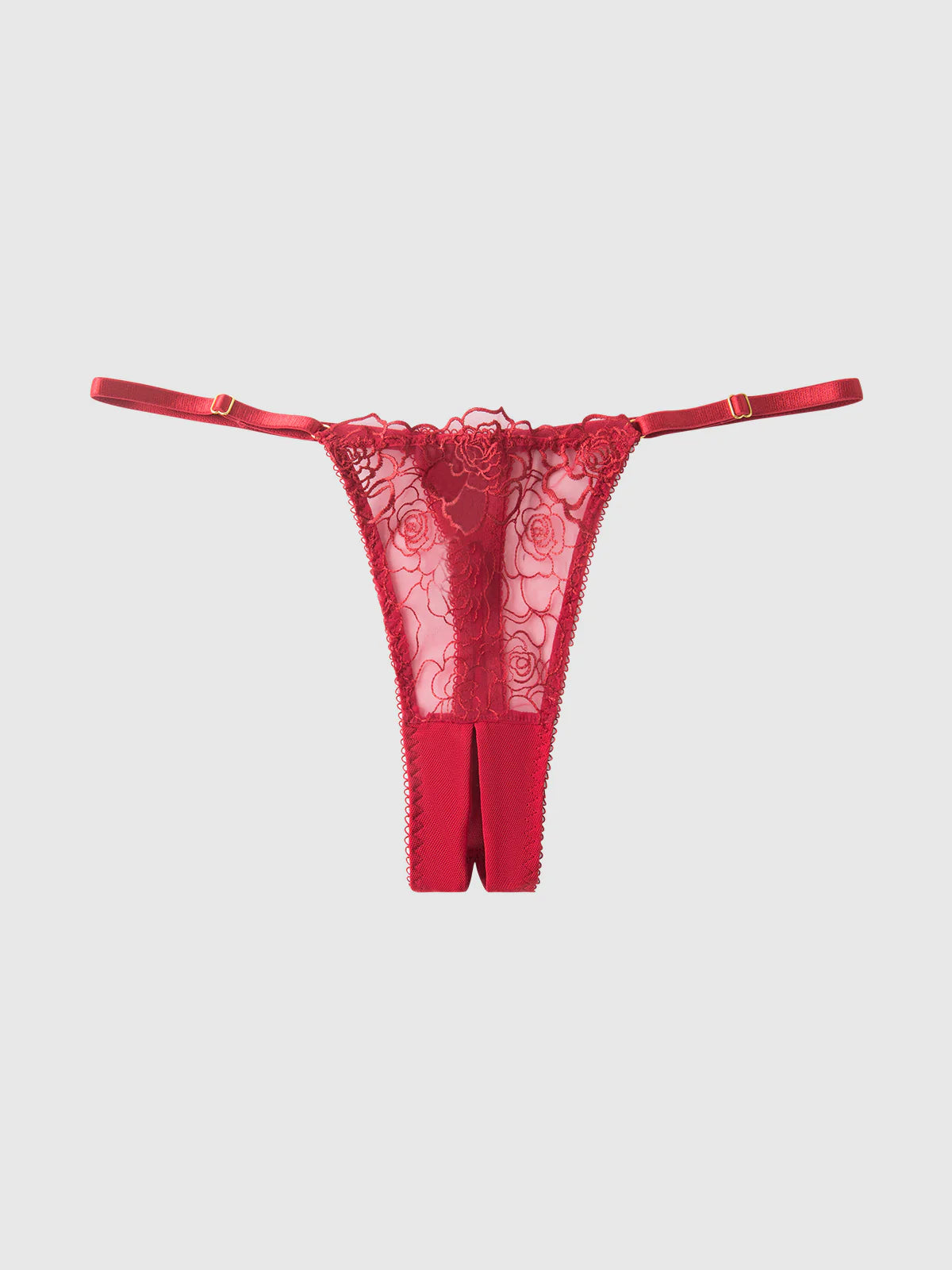 Rosalie Embroidered Lace Thong- Red
