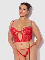 Cecily Lace & Chain Bustier- Red
