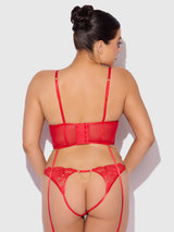 Cecily Lace & Chain Bustier- Red