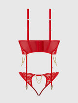Cecily Lace & Chain Bustier- Red