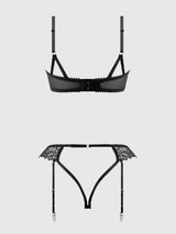 Eden Embroidered Lace Set-Black