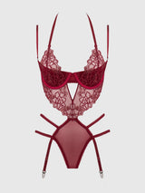Eden Embroidered Lace Teddy- Rhubarb