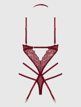 Eden Embroidered Lace Teddy- Rhubarb