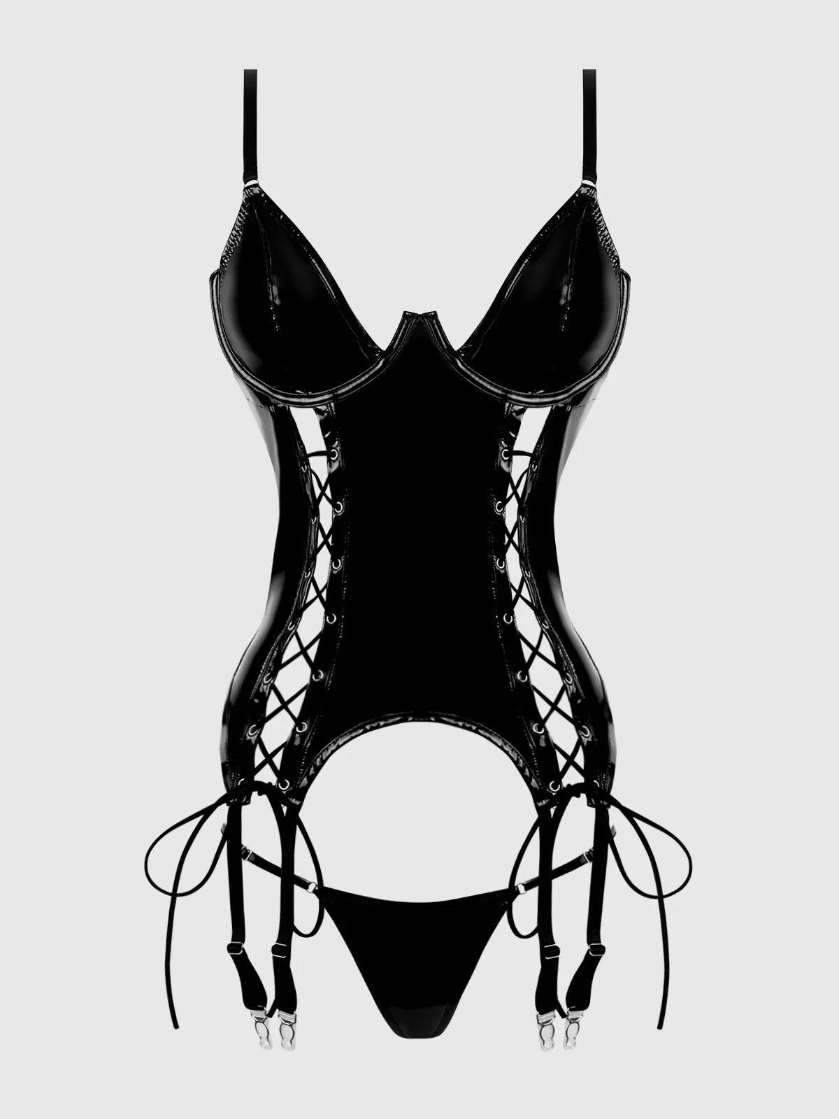 Trinity Patent Bustier- Black
