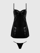 Trinity Patent Chemise- Black