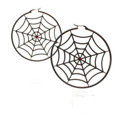 Earring: Spiderweb Hoops-Black