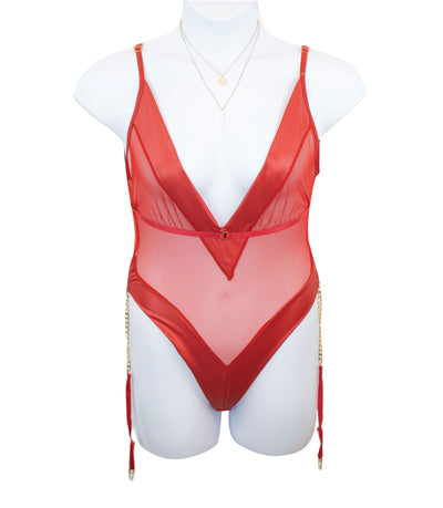 Hello, Sexy! The Lola Bodysuit Tiger Lily Red-2X/3X