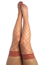 Thigh High: Claudia Red Large Net