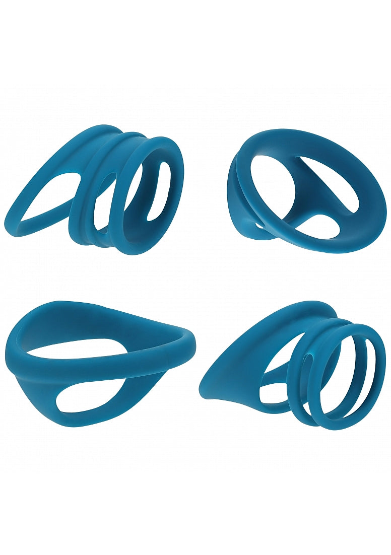 LEVELZ Set of 4 Cock & Ball Rings-Teal