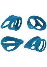LEVELZ Set of 4 Cock & Ball Rings-Teal