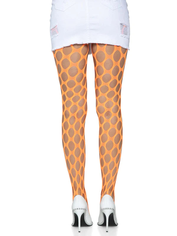 Ivy Pothole Net Tights Neon Orange- One Size