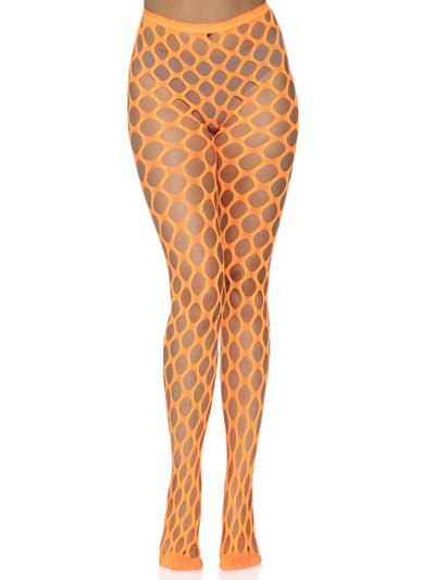 Ivy Pothole Net Tights Neon Orange- One Size