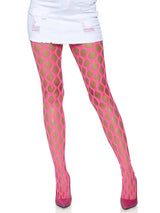 Ivy Pothole Net Tights- One Size Neon Pink