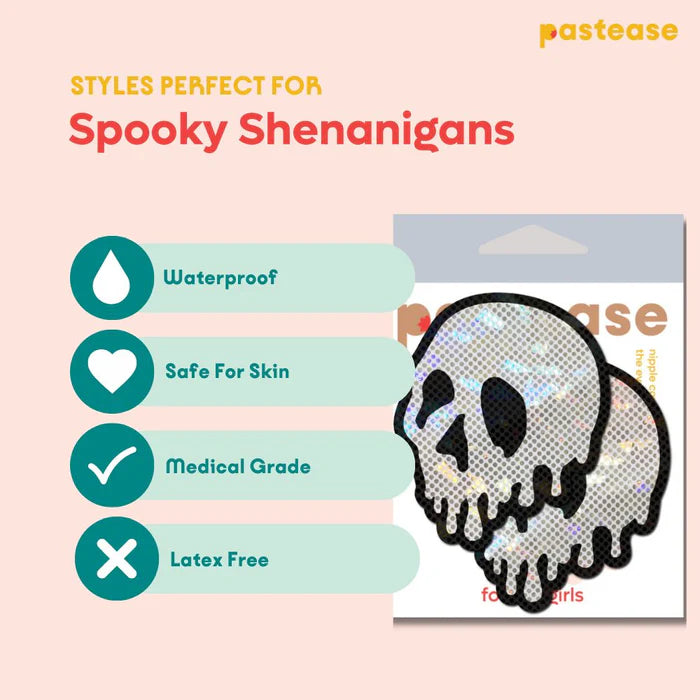 Pasties: Skull Melt Pasties Shattered Glass Drip Skull