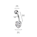 Belly Ring: Surgical Steel Heart-White CZ