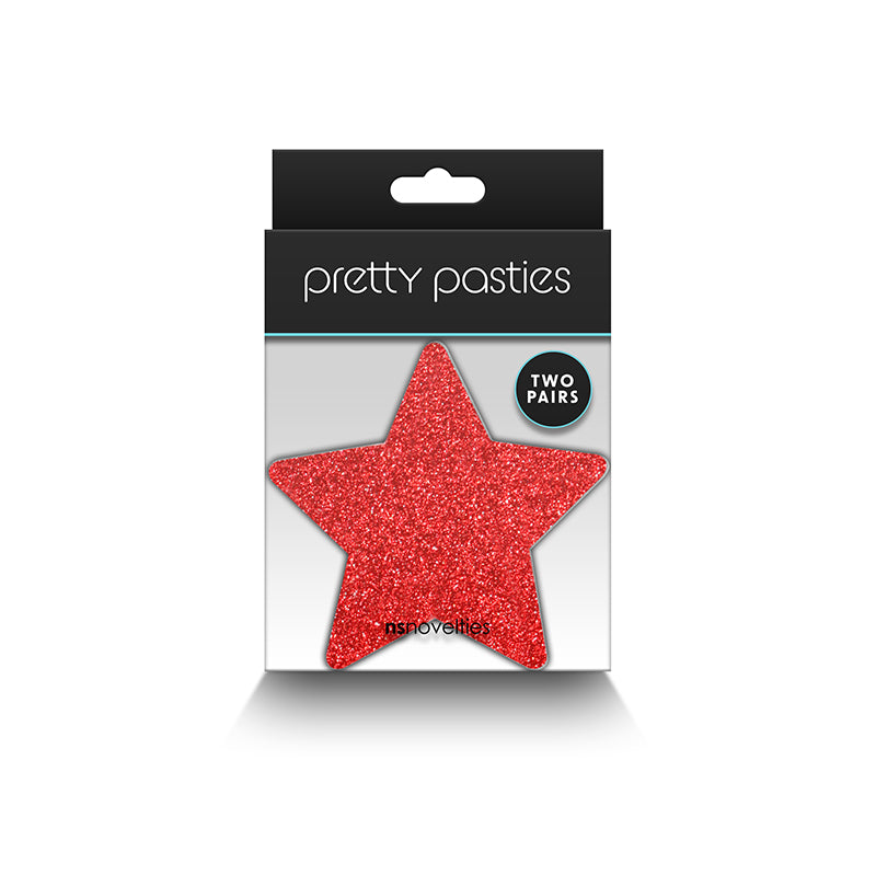 Pretty Pasties: Glitter Stars-Red/Silver