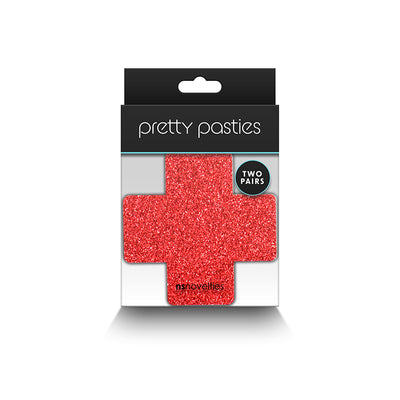 Pretty Pasties: Glitter Cross-Red/Silver