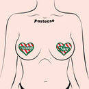 Pasties: Love Green, Red and White Velvet Naughty and Nice Heart