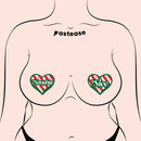 Pasties: Love Green, Red and White Velvet Naughty and Nice Heart