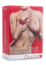 Ouch Collar & Handcuffs-Red